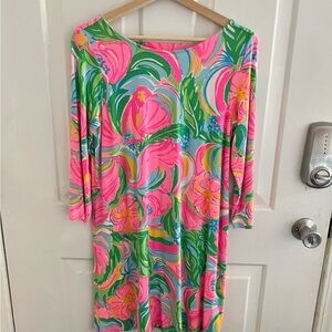 Lilly Pulitzer Pink and Green Floral Long Sleeve Dress